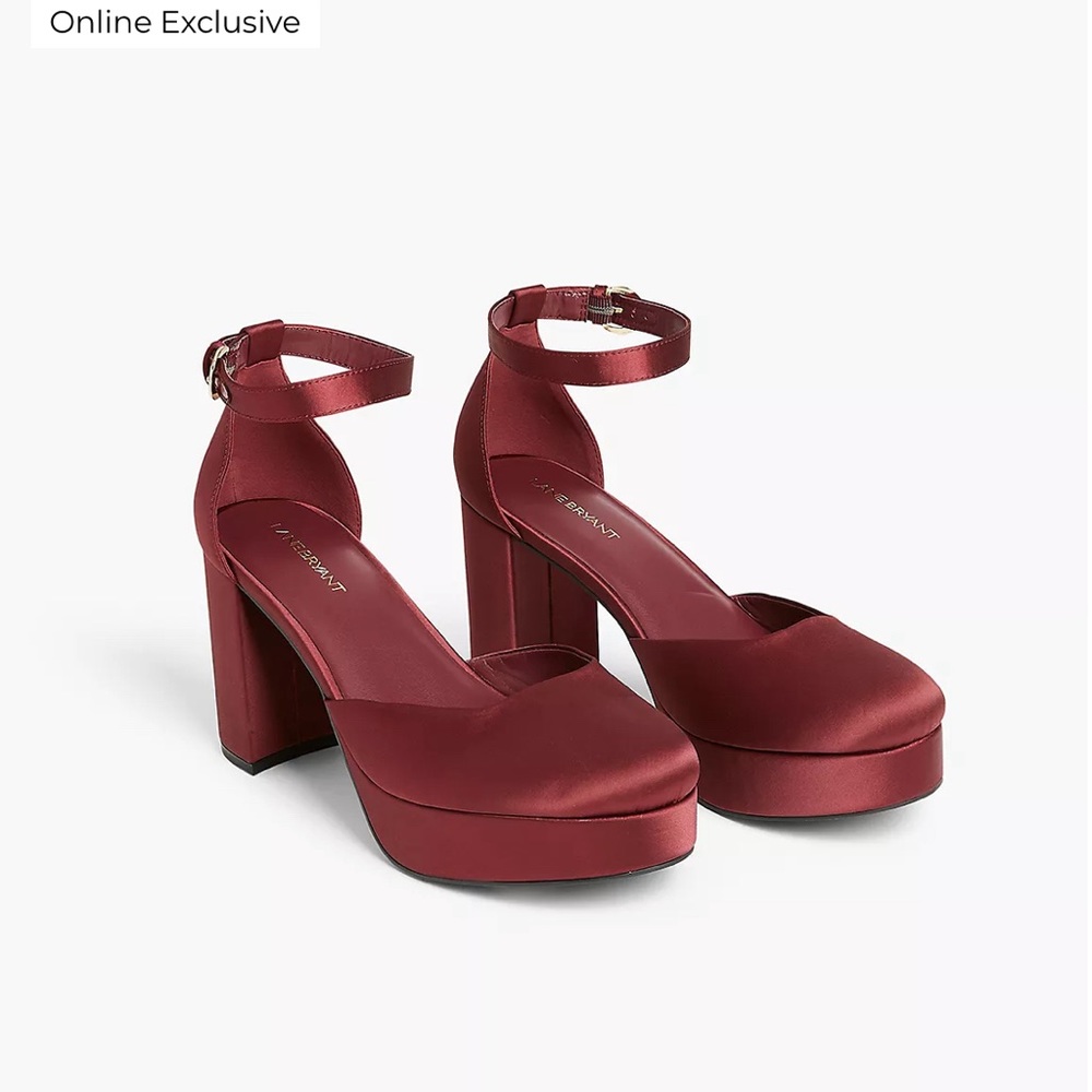 Satin burgundy platforms - never worn